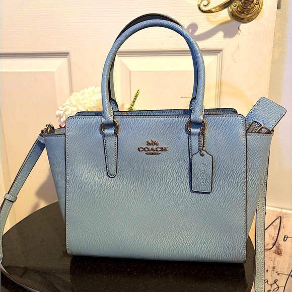 Coach Handbags - Coach Light Blue Leather Bag